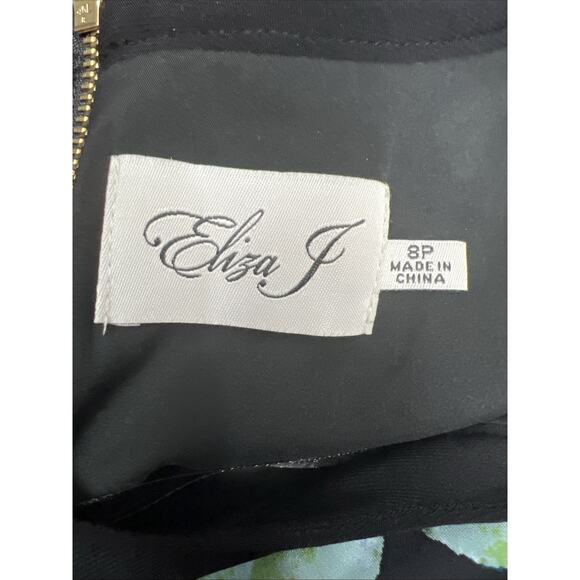 Eliza J Floral Boho 3/4 Sleeve Midi Dress Professional Career Zip Size 8 Petite - Picture 7 of 9